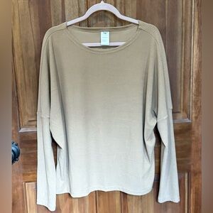 Offbrace Tan Ribbed Top Tunic Sweatshirt XXL